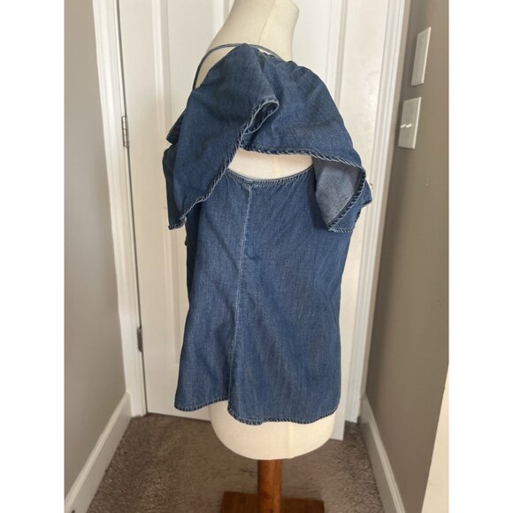Express Chambray Over the shoulder Keyhole Blouse - M - Picture 4 of 10